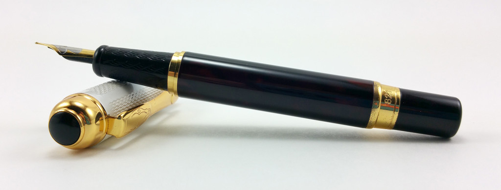 2 Finishes UK Seller Dikawen No 821 Oversize Red Marble Fine Fountain Pen